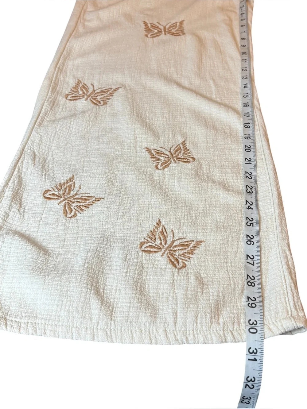 POL Embroidered Butterfly Wide Leg Trousers Medium Boho Cotton Cottagecore - Picture 7 of 12